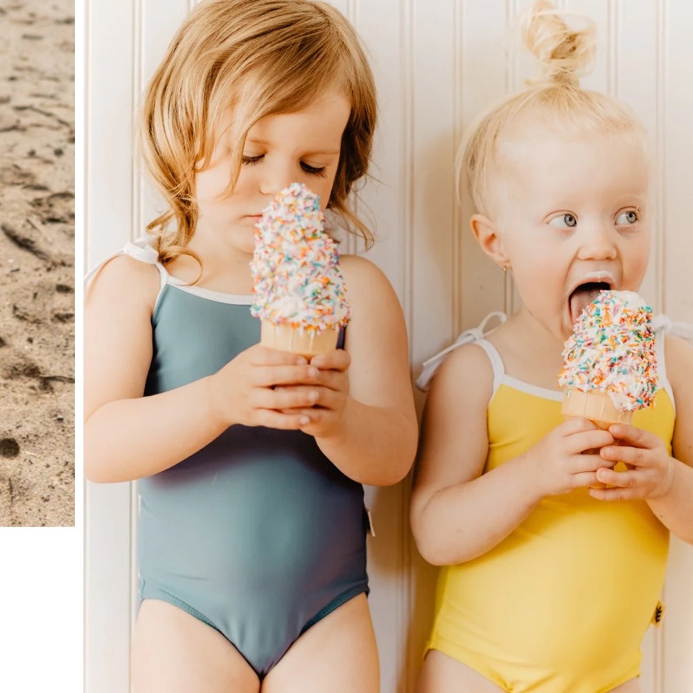 Les petites natures navy one piece swimsuit 6-12 months with ties